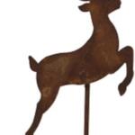 CERVO CON ASTA IN FERRO ARRUGINITO