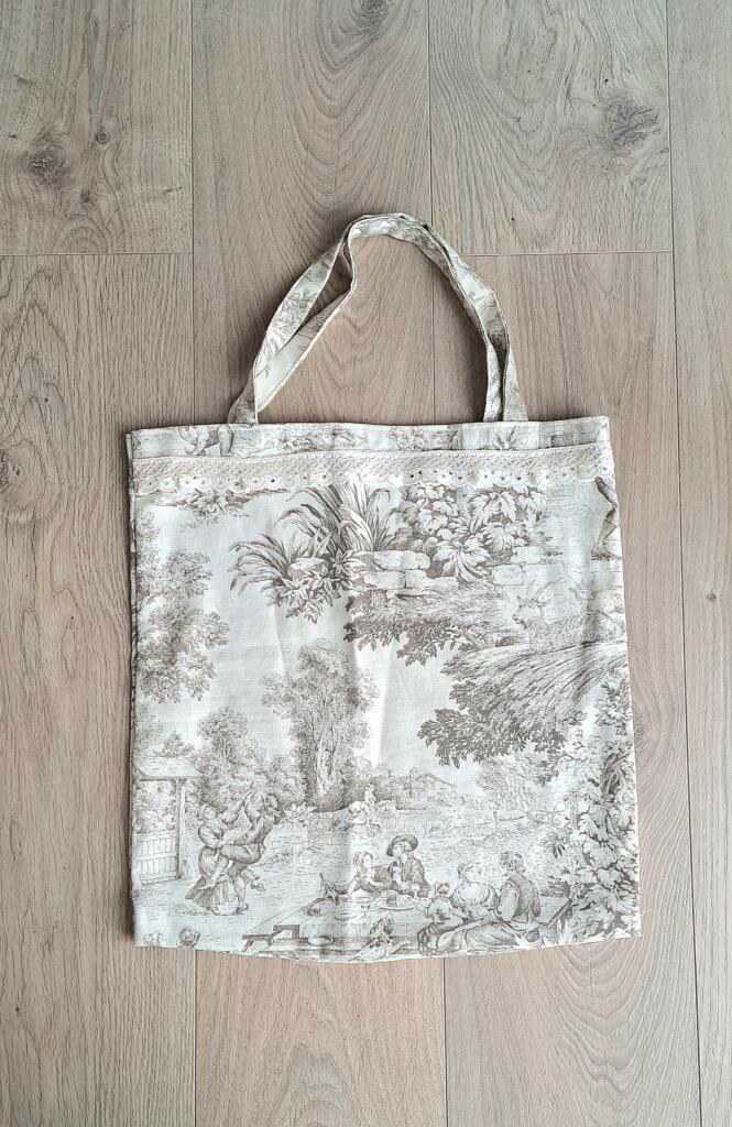 Magnolia - Country & Brocante - BORSA SHOPPER TOILE DE JOUY BEIGE 1 BORSA SHOPPER TOILE DE JOUY BEIGE