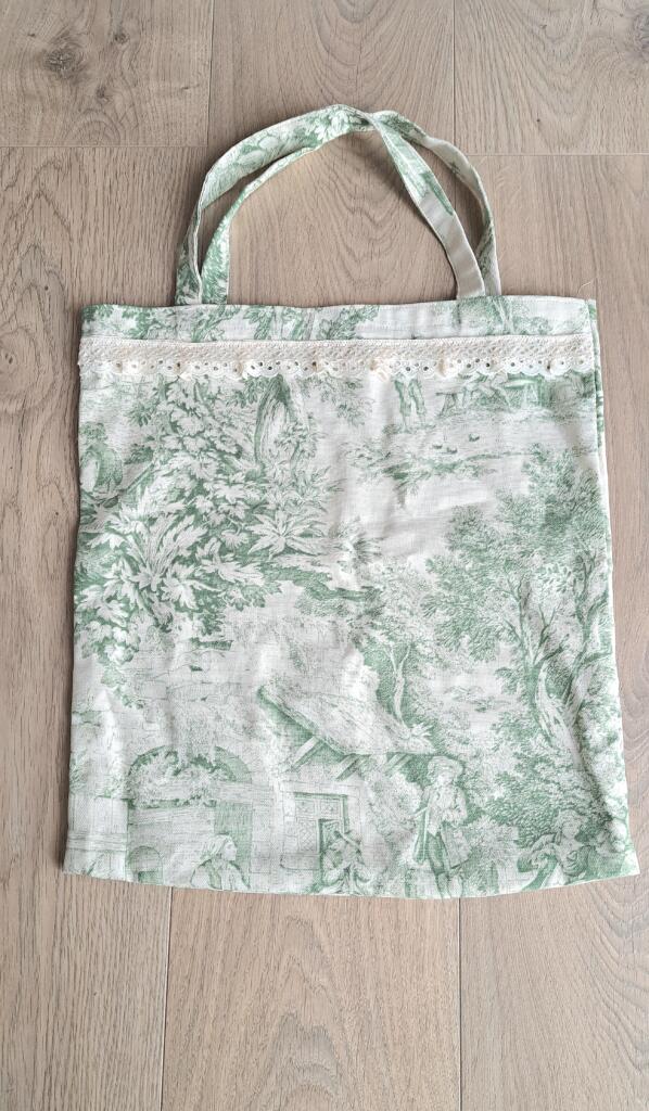 Magnolia - Country & Brocante - BORSA SHOPPER TOILE DE JOUY VERDE 1 BORSA SHOPPER TOILE DE JOUY VERDE