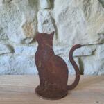 GATTO SEDUTO IN FERRO ARRUGINITO