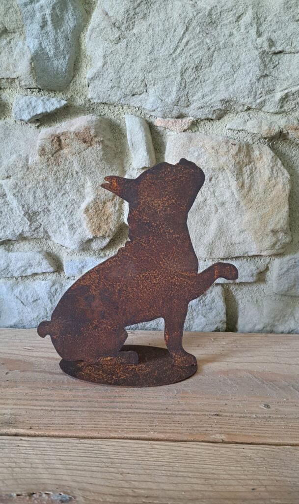 Magnolia - Country & Brocante - BULLDOG FRANCESE IN FERRO ARRUGINITO 1 BULLDOG FRANCESE IN FERRO ARRUGINITO